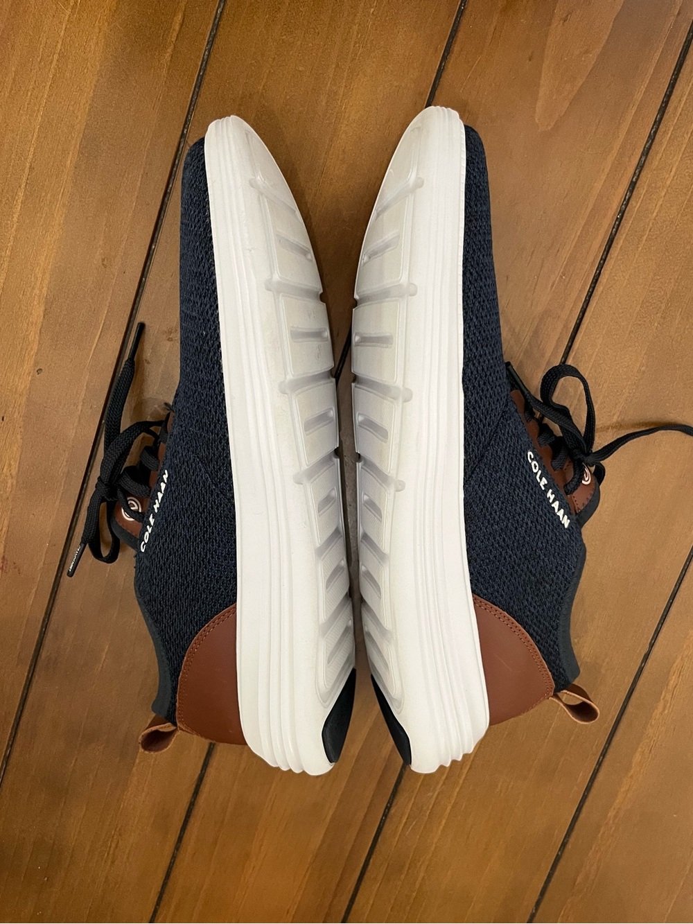 Cole Haan Grandsport Journey Knit Sneakers Navy with Brown Accents Size 11 - Picture 10 of 16